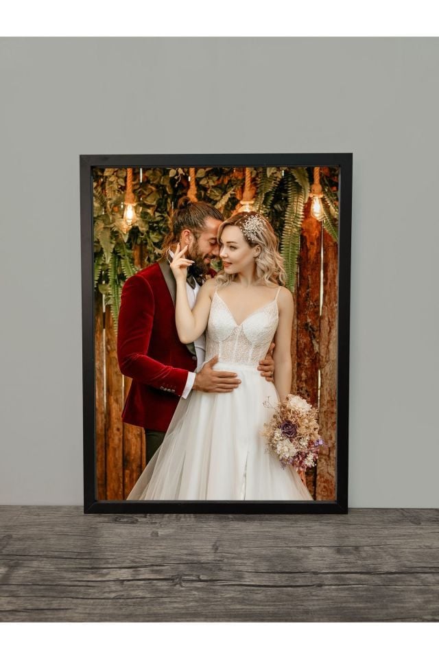 40x55 Lüks Lake Kaplama Ahşap Duvar Çerçevesi (Kişiye Özel Fotoğraflarınızla) SİYAH