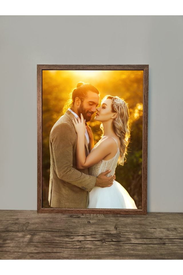 40x55 Lüks Lake Kaplama Ahşap Duvar Çerçevesi (Kişiye Özel Fotoğraflarınızla) CEVİZ