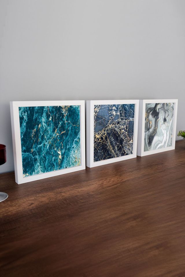 25x25 Lüks Lake Kaplama Ahşap Duvar Çerçevesi (Kişiye Özel Fotoğraflarlı) BEYAZ 3LÜ