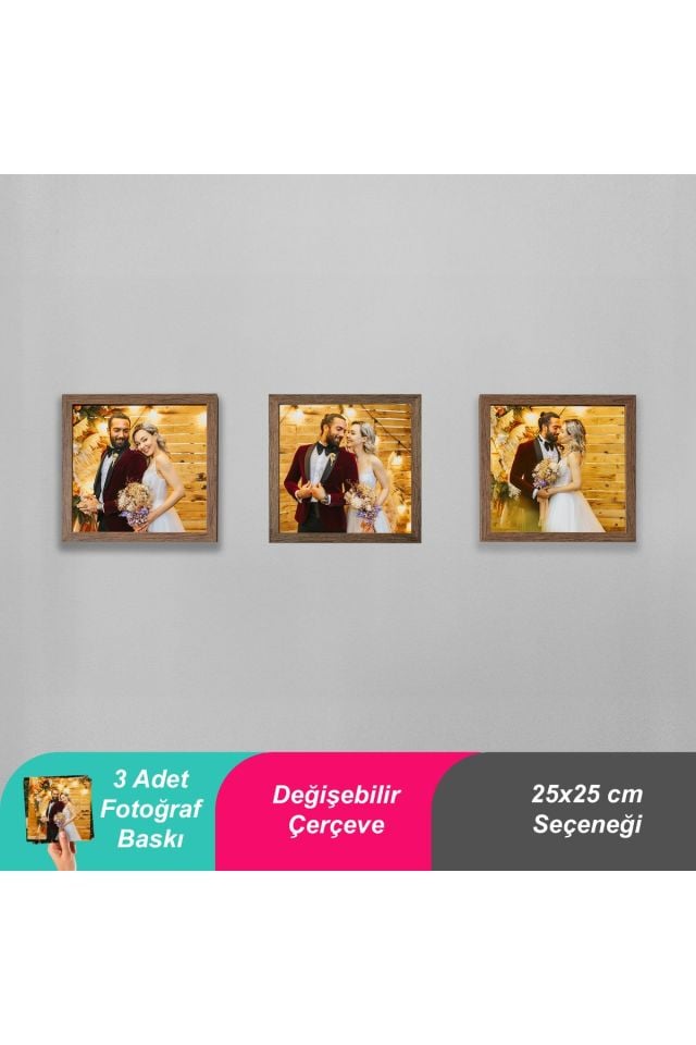 25x25 3LÜ ÇERÇEVE CEVİZ