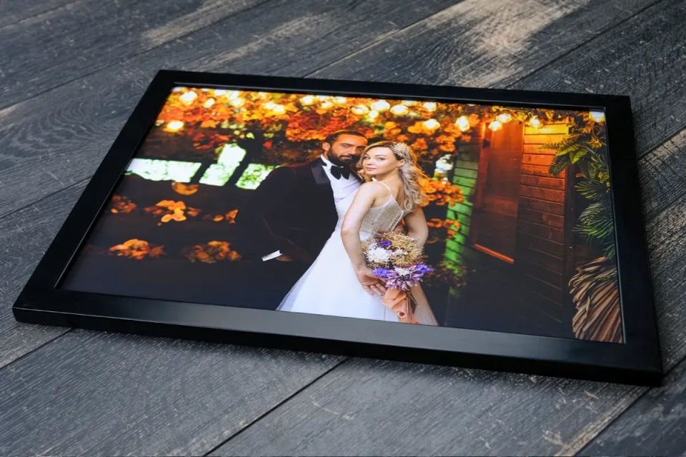 40x55 Lüks Lake Kaplama Ahşap Duvar Çerçevesi (Kişiye Özel Fotoğraflı)